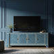 Luxury Blue Inlay TV Cabinet with Chevron Pattern | Luxury Handmade TV Cabinet