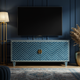 Luxury Inlay Blue Chevron TV Cabinet | Luxury Handmade TV Cabinet