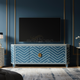 Inlay Chevron Pattern TV Cabinet in Blue and White | Luxury Handmade TV Cabinet