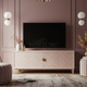 Elegant Inlay Pattern TV Cabinet with Gold Accents | Luxury Handmade TV Cabinet