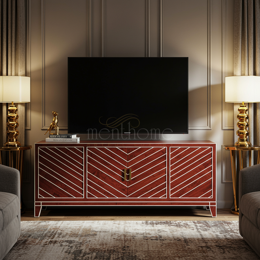 Luxury Inlay Wood TV Cabinet | Luxury Handmade TV Cabinet