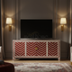 Premium Inlay TV Cabinet with Chevron Pattern | Luxury Handmade TV Cabinet