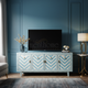 Elegant Inlay Chevron Pattern TV Cabinet | Luxury Handmade TV Cabinet