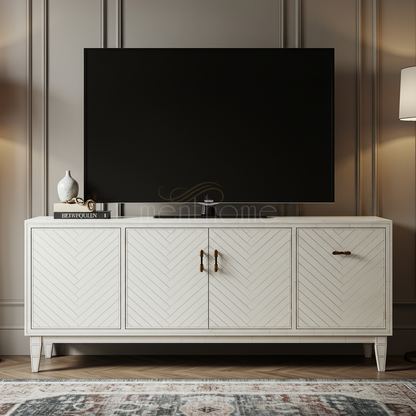 Elegant Inlay Pattern TV Cabinet | Luxury Handmade TV Cabinet