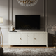 Elegant Inlay Pattern White TV Cabinet | Luxury Handmade TV Cabinet
