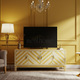 Luxury Inlay TV Cabinet with Chevron Design | Luxury Handmade TV Cabinet
