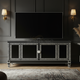 Elegant Black Inlay TV Cabinet with Greek Key Design | Luxury Handmade TV Cabinet