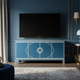 Inlay Blue Luxury TV Cabinet with Greek Key Design | Luxury Handmade TV Cabinet