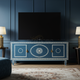 Luxury Inlay Blue TV Cabinet with Greek Key Motif | Luxury Handmade TV Cabinet