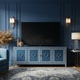 Luxury Blue Inlay TV Cabinet with Intricate Geometric Design | Luxury Handmade TV Cabinet