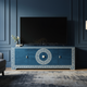 Luxury Inlay Blue TV Cabinet with Geometric Greek Key Design | Luxury Handmade TV Cabinet