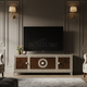Luxury Inlay Wood TV Cabinet with Classic Greek Key Design | Luxury Handmade TV Cabinet