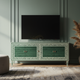 Luxury Green Inlay TV Cabinet with Geometric Detailing | Luxury Handmade TV Cabinet