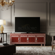 Luxury Red Inlay TV Cabinet with Greek Key Detailing | Luxury Handmade TV Cabinet