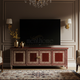 Luxury Inlay Wood TV Cabinet with Classical Greek Key Design | Luxury Handmade TV Cabinet