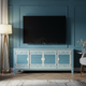 Inlay Blue and White Geometric Pattern TV Cabinet | Luxury Handmade TV Cabinet