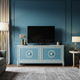 Luxury Blue Inlay TV Cabinet with Classic Greek Key Design | Luxury Handmade TV Cabinet