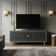 Luxury Inlay Patterned Black and White TV Cabinet | Luxury Handmade TV Cabinet