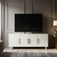 Luxury White Inlay TV Cabinet with Brass Handles | Luxury Handmade TV Cabinet