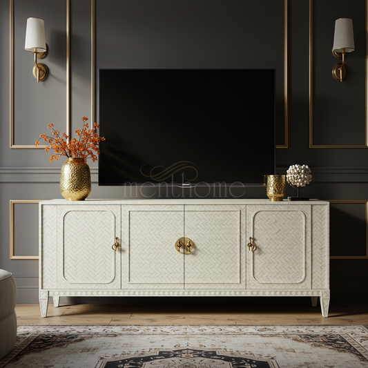 Inlay Patterned Luxury TV Cabinet | Luxury Handmade TV Cabinet