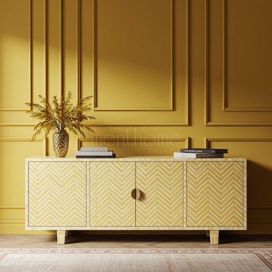 Luxury Inlay Patterned TV Cabinet | Luxury Handmade TV Cabinet