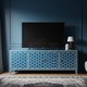 Luxury Blue Inlay TV Cabinet with Geometric Pattern | Luxury Handmade TV Cabinet