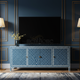 Inlay Blue Geometric Pattern TV Cabinet | Luxury Handmade TV Cabinet