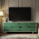 Luxury Green Inlay TV Cabinet with Geometric Pattern | Luxury Handmade TV Cabinet