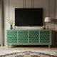 Luxury Green Inlay TV Cabinet with Geometric Pattern | Luxury Handmade TV Cabinet