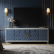 Luxury Blue Hexagon Inlay TV Cabinet | Luxury Handmade TV Cabinet