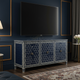 Luxury Navy Blue Inlay TV Cabinet with Geometric Pattern | Luxury Handmade TV Cabinet