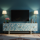 Artisanal Inlay TV Cabinet with Geometric Pattern | Luxury Handmade TV Cabinet