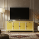 Luxury Inlay Yellow Honeycomb TV Cabinet | Luxury Handmade TV Cabinet