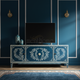 Regal Blue Inlay TV Cabinet with Floral Motif | Luxury Handmade TV Cabinet