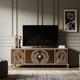 Luxury Inlay Wooden TV Cabinet with Floral Motif | Luxury Handmade TV Cabinet