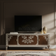 Elegant Inlay TV Cabinet with Floral Motif | Luxury Handmade TV Cabinet