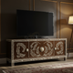 Elegant Inlay TV Cabinet with Floral Motif | Luxury Handmade TV Cabinet