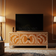 Elegant Inlay TV Cabinet with Botanical Motif | Luxury Handmade TV Cabinet