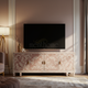 Elegant Floral Inlay TV Cabinet | Luxury Handmade TV Cabinet