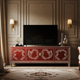 Luxury Inlay TV Cabinet with Elegant Handcrafted Floral Motifs | Luxury Handmade TV Cabinet