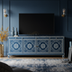 Inlay Blue Floral Pattern TV Cabinet | Luxury Handmade TV Cabinet