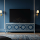 Inlay Hand-Painted Blue TV Cabinet | Luxury Handmade TV Cabinet
