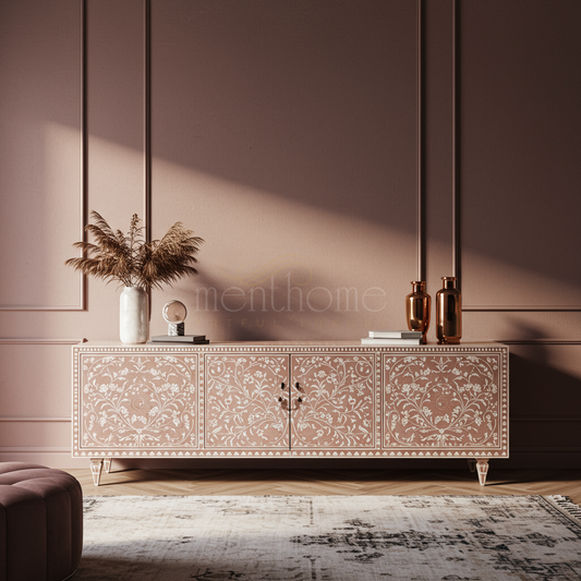 Luxury Inlay Floral TV Cabinet | Luxury Handmade TV Cabinet