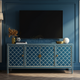 Luxurious Blue Inlay TV Cabinet with Geometric Pattern | Luxury Handmade TV Cabinet