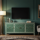 Luxurious Inlay Pattern Green TV Cabinet | Luxury Handmade TV Cabinet
