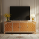 Luxury Inlay Wooden TV Cabinet with Artistic Floral Pattern | Luxury Handmade TV Cabinet