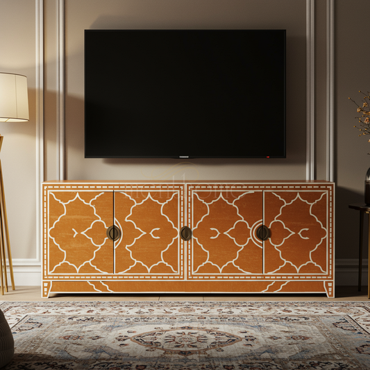 Inlay Patterned Luxury TV Cabinet | Luxury Handmade TV Cabinet