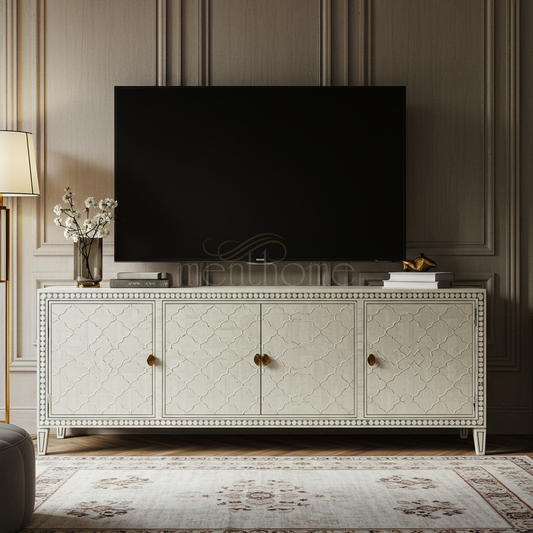 Luxury Inlay Pattern TV Cabinet | Luxury Handmade TV Cabinet
