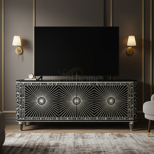 Sunburst Inlay TV Cabinet | Luxury Handmade TV Cabinet