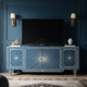 Elegant Blue Inlay TV Cabinet with Sunburst Design | Luxury Handmade TV Cabinet